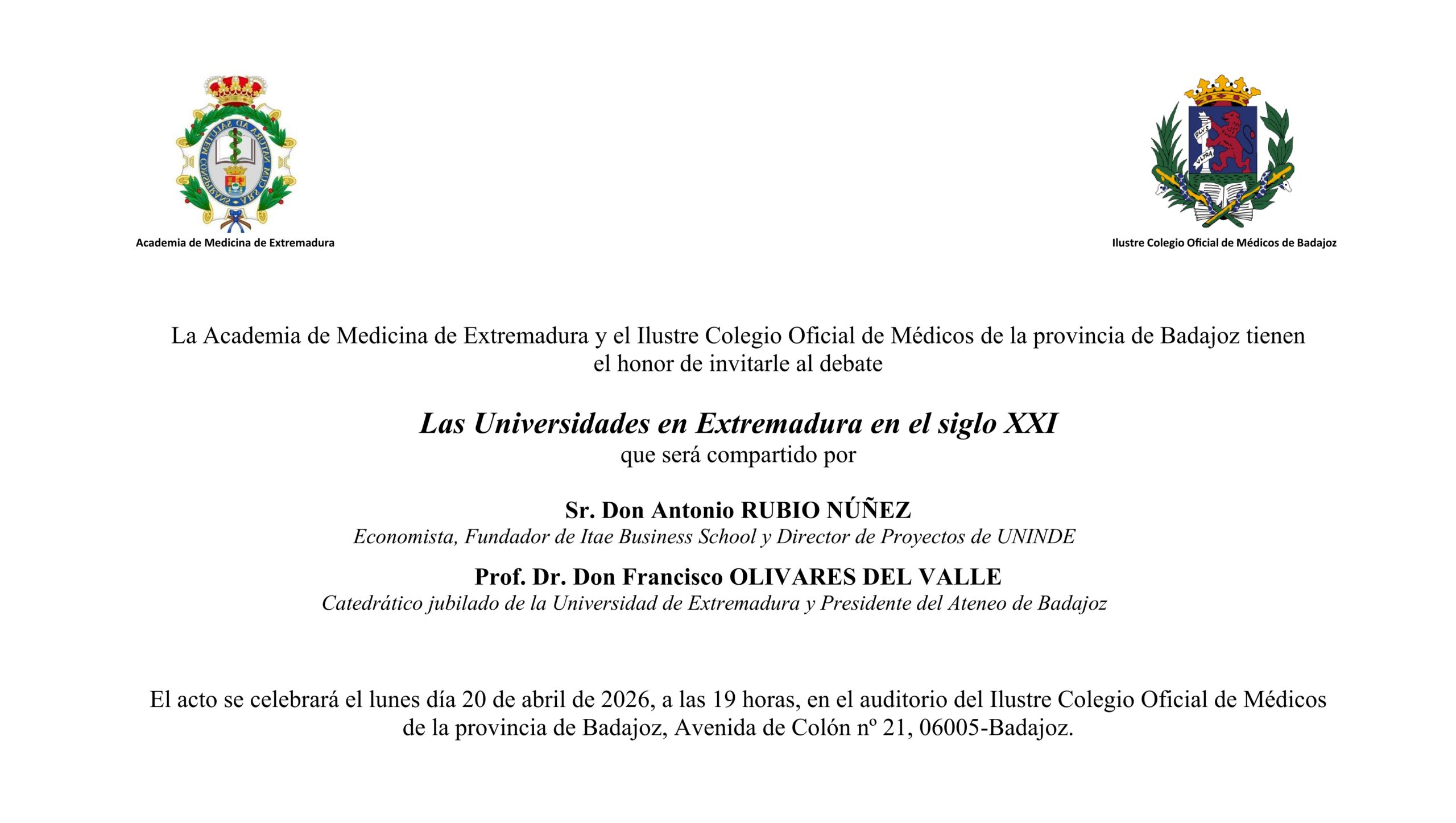 AMedEX. Conferencia «Las Universidades en Extremadura en el siglo XXI»