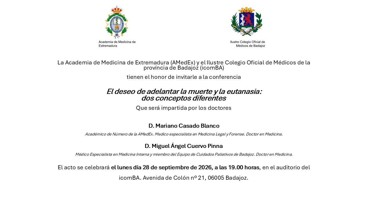 Conferencia AMedEx: «El deseo de adelantar la muerte y la eutanasia: dos conceptos diferentes»