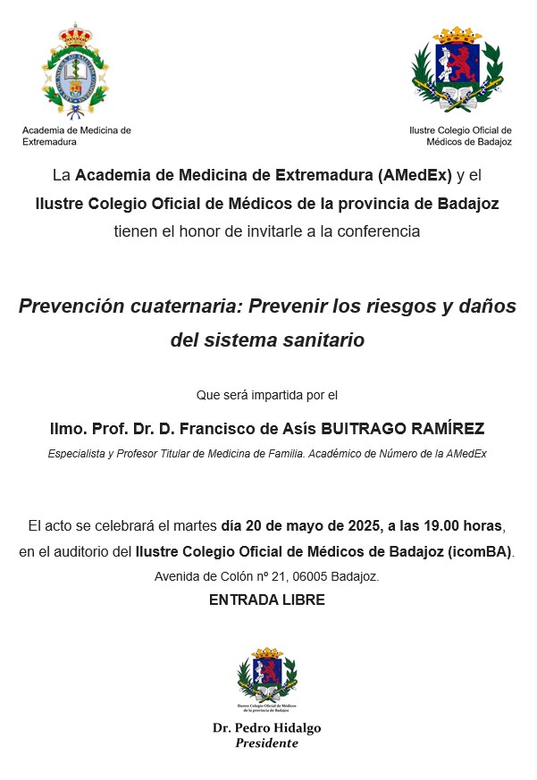 Conferencia AMEDEX: «Prevención cuaternaria: Prevenir los riesgos y daños del sistema sanitario»