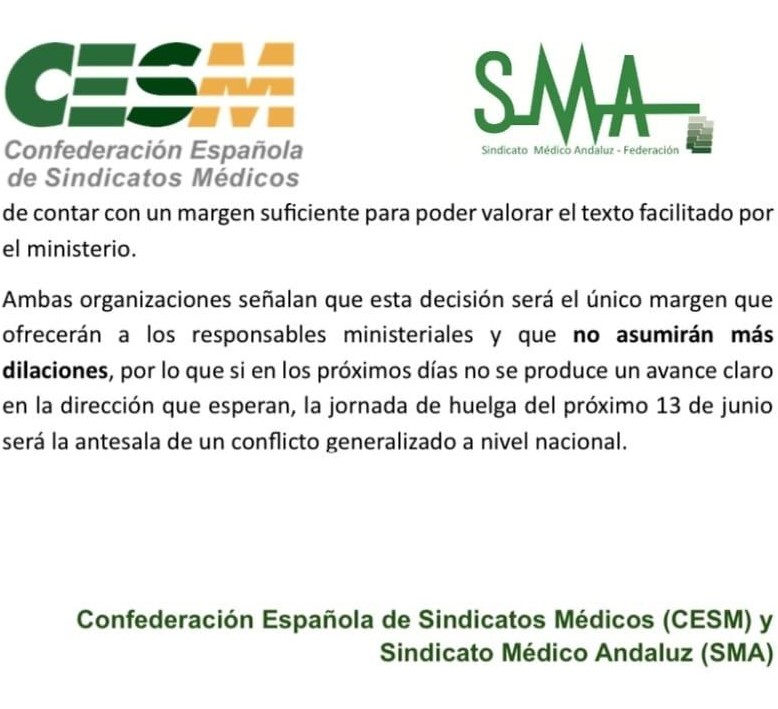 El Comité de Huelga de CESM y SMA denuncia la dilación de Sanidad en la entrega de documentación y acuerda aplazar la primera jornada de huelga al 13 de junio 2 WhatsApp Image 2025 05 22 at 08.39.12 1 copia