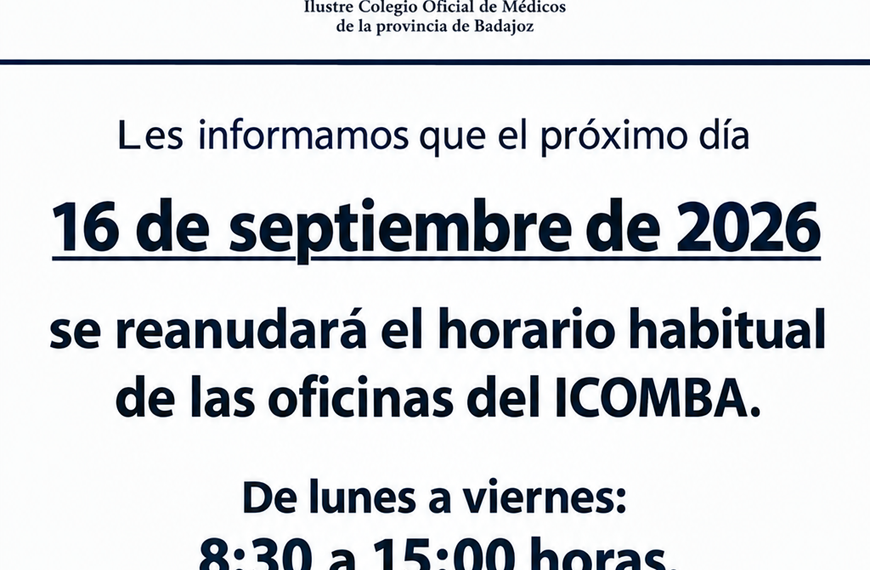 Inicio 9 El 16 de septiembre se reanuda el horario de oficina icomBA