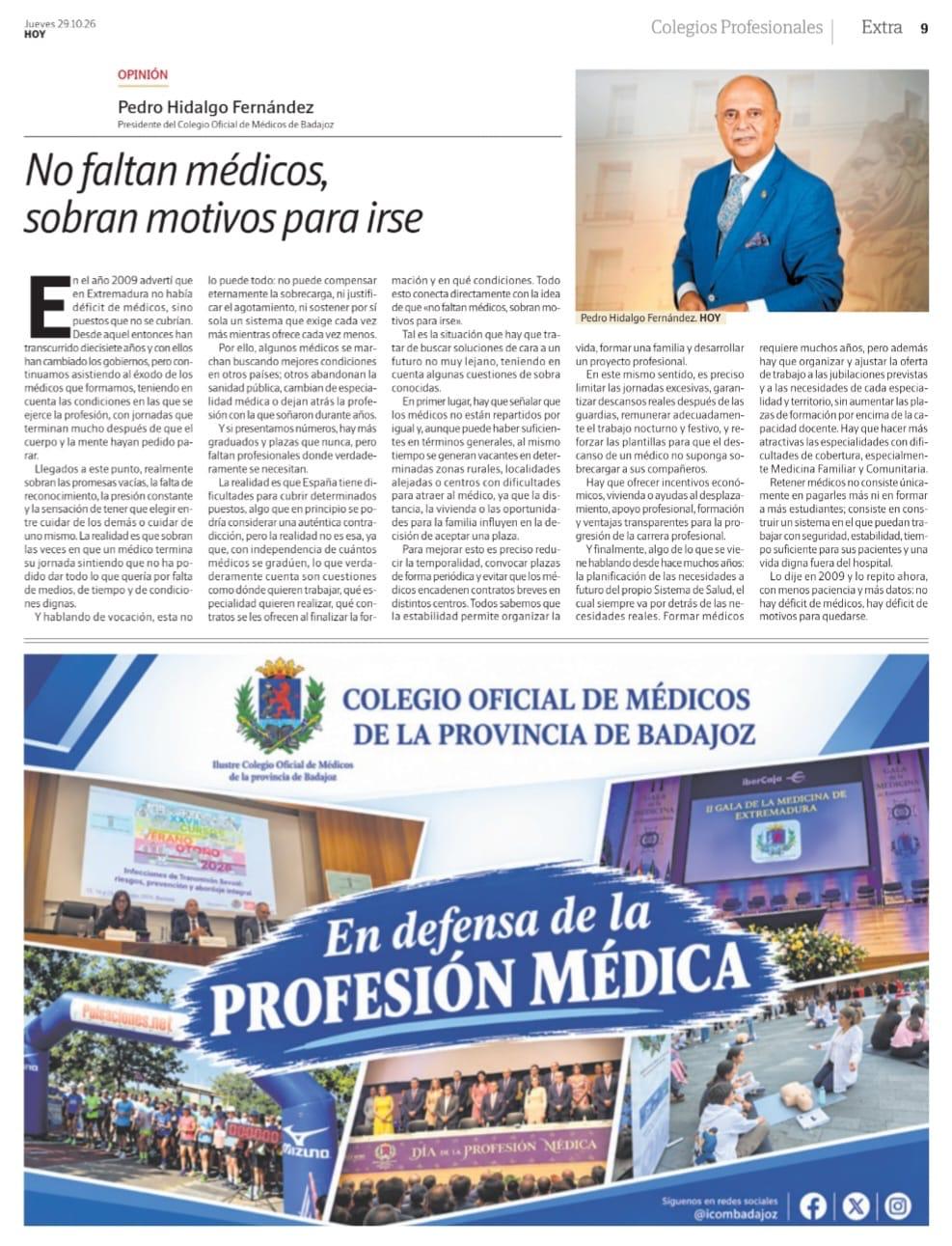 Dr. P. Hidalgo «No falta médicos, sobran motivos para irse»